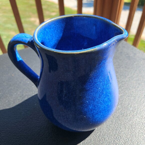 Vintage 2003 Pigeon River Pottery Handmade Blue Marble Glazed 7 Inch Pitcher - Picture 2 of 16